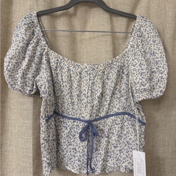 Sienna Sky Tops - Sienna Sky Blue and White Floral Blouse NWT